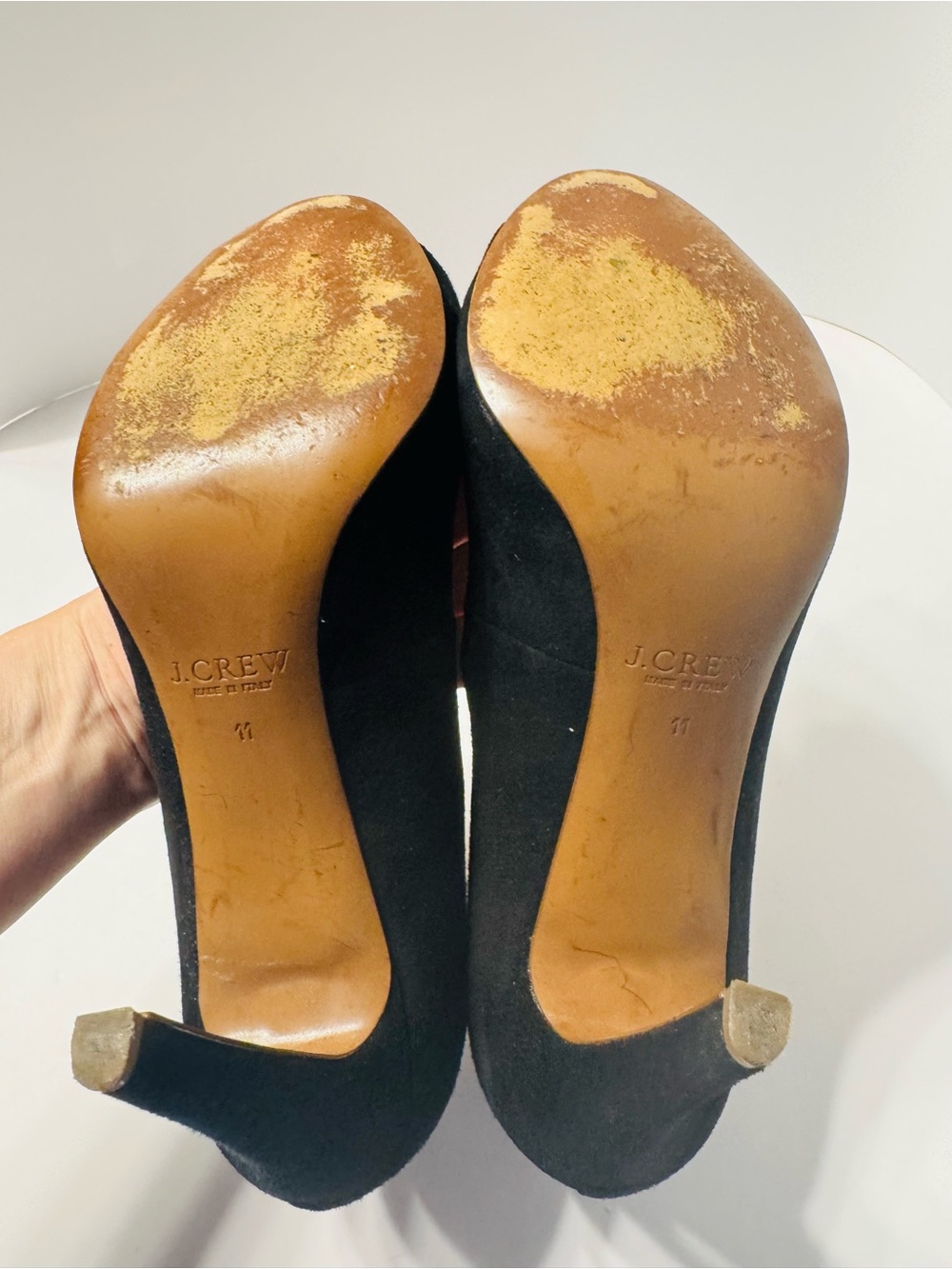 EUC J.Crew Collection Black Suede Peep Toe Ankle Strap Heels Made in Italy US11 - Picture 7 of 8